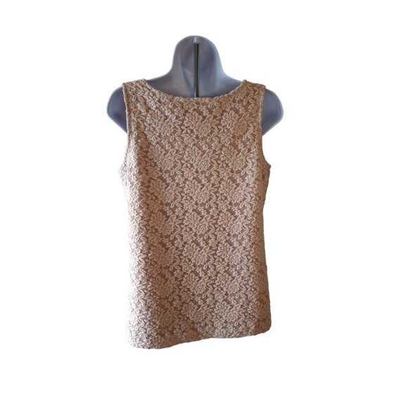 Susan Graver Lace Round Neck Sleeveless Top Women's Beige Medium - Picture 2 of 6